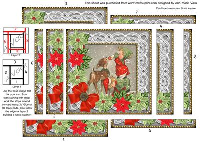 Feeding Reindeer Poinsettia 5in Spiral Edge Stacker