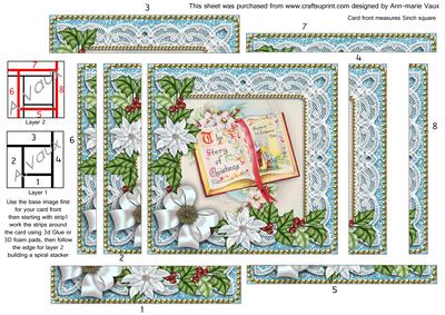 Glory Book Blue Poinsettia 5in Spiral Edge Stacker