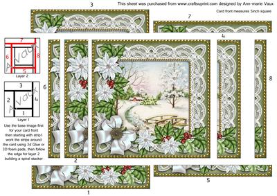 Snowscene Olive Poinsettia 5in Spiral Edge Stacker
