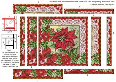 Red Poinsettia 5in Spiral Edge Stacker