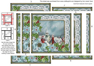 Blue Rooftops Poinsettia 5in Spiral Edge Stacker