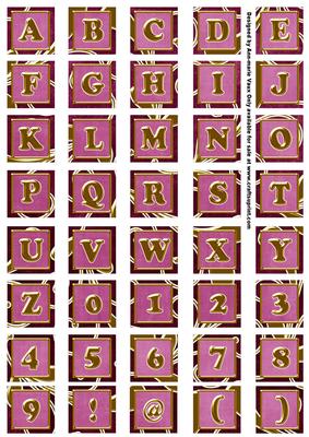 Cerise Large Gold Swirl Alphabet Embellishment Sheet