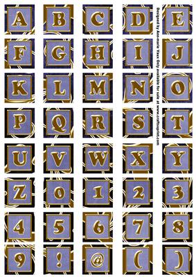 Dark Blue Large Gold Swirl Alphabet Embellishment Sheet
