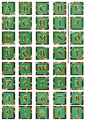Dark Green Large Gold Swirl Alphabet Embellishment Sheet
