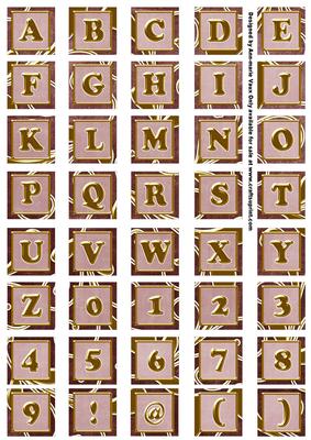 Dusky Pink Large Gold Swirl Alphabet Embellishment Sheet