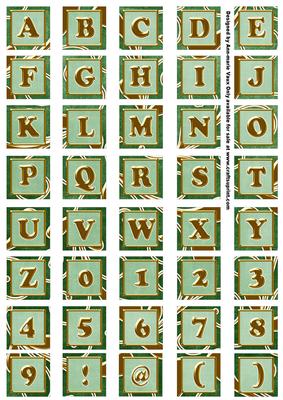 Mid Green Large Gold Swirl Alphabet Embellishment Sheet