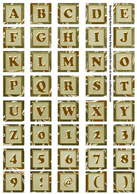 Olive Large Gold Swirl Alphabet Embellishment Sheet