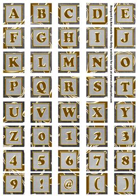 Silver Large Gold Swirl Alphabet Embellishment Sheet