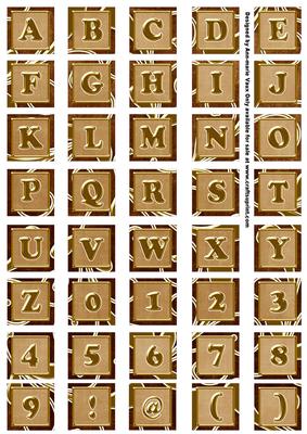 Vintage Tea Large Gold Swirl Alphabet Embellishment Sheet