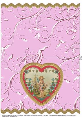 Cherub Valentine Wavy Edge Heart Card