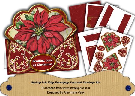 Red Poinsettia Sending Love at Christmas Scallop Trio Kit