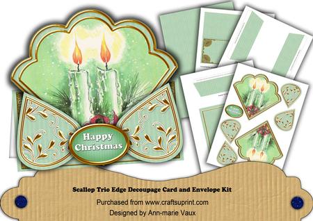 Candle Duo Mint Happy Christmas Scallop Trio Kit