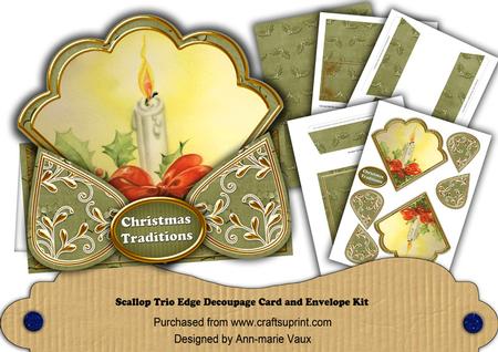 Single Candle Olive Christmas Traditions Scallop Trio Kit