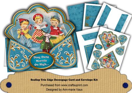 Carol Singers Teal Ding Dong Merrily Scallop Trio Kit