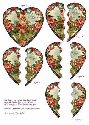 Cherub Picking Strawberry Hearts Wavy Heart Side Stacker