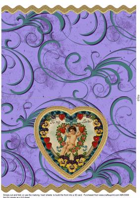 Cherub Pansy Heart Wavy Edge Card
