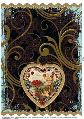 Cherub Strawberry Wavy Edge Heart Card