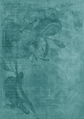 Dusky Teal Floral Lily Aged Swirl A4 Backing Paper