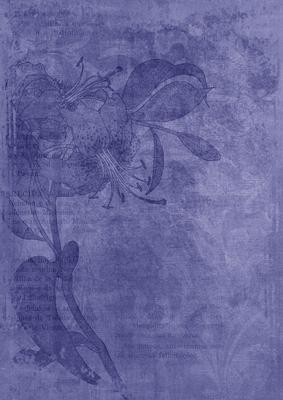 Blue Floral Lily Aged Swirl A4 Backing Paper