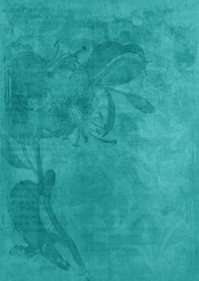Teal Floral Lily Aged Swirl A4 Backing Paper