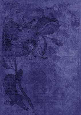Dark Blue Floral Lily Aged Swirl A4 Backing Paper