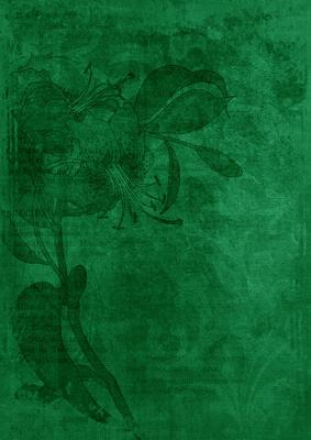 Dark Green Floral Lily Aged Swirl A4 Backing Paper