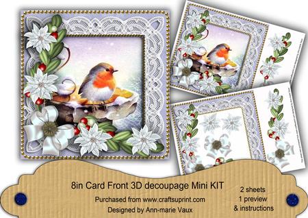 Blue Robin Poinsettia 8in Card Front Mini Kit