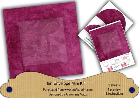 Cerise Aged Lily Edge 8in DIY Envelope Mini Kit