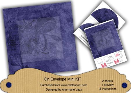 Dark Blue Aged Lily Edge 8in DIY Envelope Mini Kit