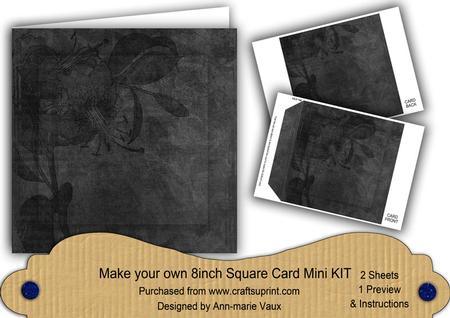 Black Aged Lily Edge 8in DIY Folded Card Mini Kit