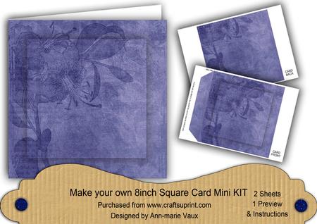 Blue Aged Lily Edge 8in DIY Folded Card Mini Kit