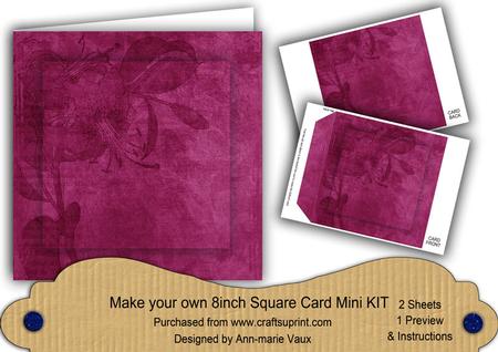 Cerise Aged Lily Edge 8in DIY Folded Card Mini Kit
