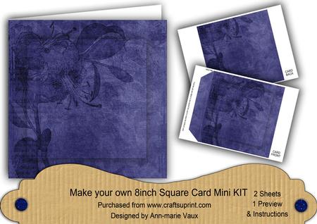 Dark Blue Aged Lily Edge 8in DIY Folded Card Mini Kit