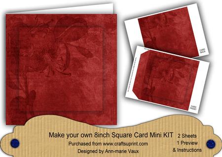 Dark Red Aged Lily Edge 8in DIY Folded Card Mini Kit