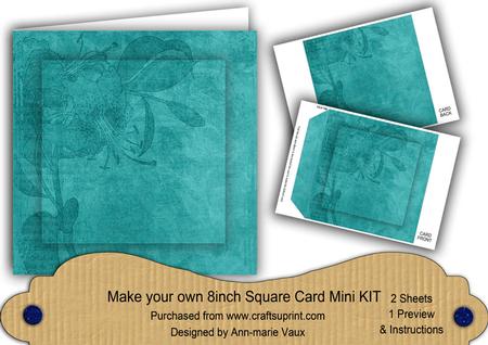 Teal Aged Lily Edge 8in DIY Folded Card Mini Kit