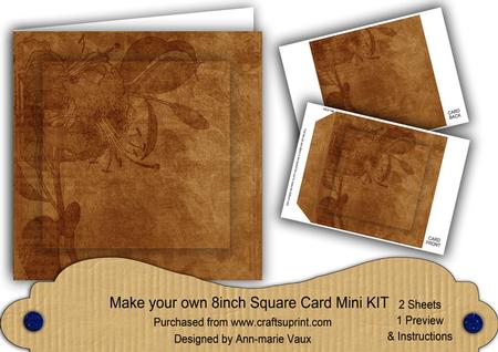 Vintage Tea Aged Lily Edge 8in DIY Folded Card Mini Kit