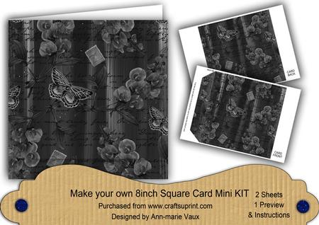 Black Painted Sweet Peas 8in DIY Folded Card Mini Kit