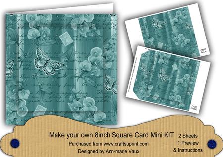 Dteal Painted Sweet Peas 8in DIY Folded Card Mini Kit