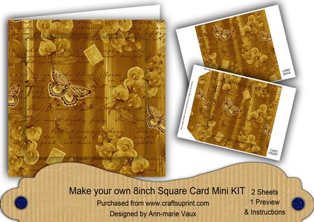 Gold Painted Sweet Peas 8in DIY Folded Card Mini Kit