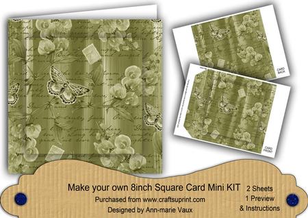 Olive Painted Sweet Peas 8in DIY Folded Card Mini Kit