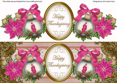 Pink Candles Happy Thanksgiving Large Dl Topper