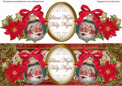 Father Christmas Bauble Silent Night Large Dl Topper