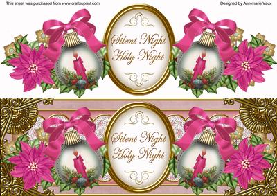 Pink Candles Bauble Silent Night Large Dl Topper