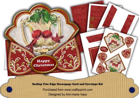 Lovebirds Red Happy Christmas Scallop Trio Kit