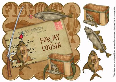 Vtea Fishing for My Cousin 8in Decoupage Step by Step