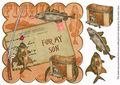 Borange Fishing for My Son 8in Decoupage Step by Step