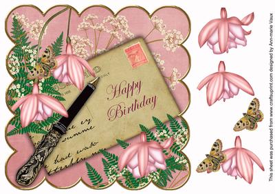 Pink Fushcia Happy Birthday 8in Decoupage Step by Step