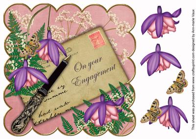 Pink Lilac Fushcia on Your Engagement 8in Scallop Topper