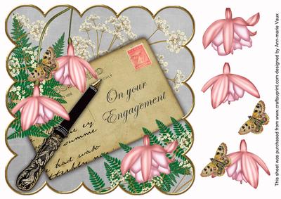 Grey Pink Fushcia on Your Engagement 8in Scallop Topper