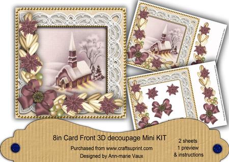 Lights on Church Cream 8in Decoupage Mini Kit